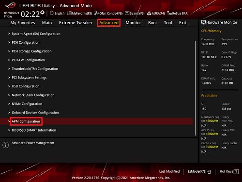 BIOS 电源管理(APM)设置